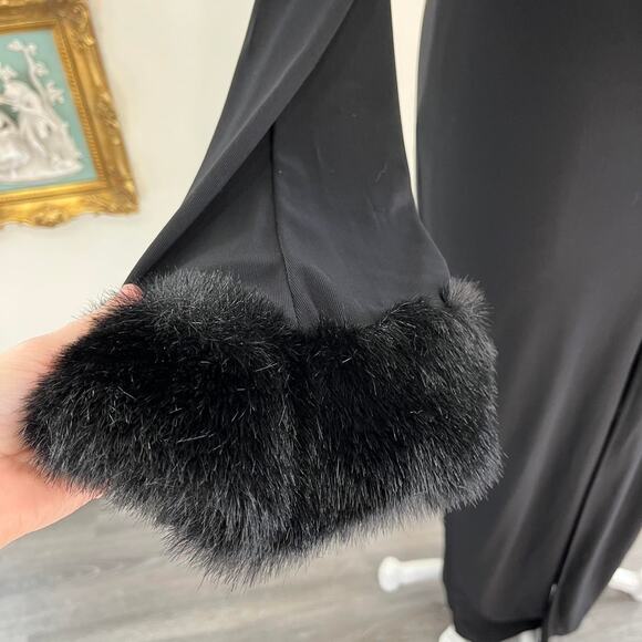 Vintage Y2K goth vampa pennylane Nom de Plume Black Maxi Dress with Faux Fur - Picture 3 of 8